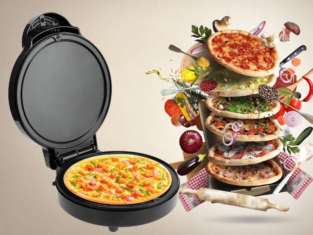 Elektrischer Pizzaofen 1000 W, antihaftbeschichtet