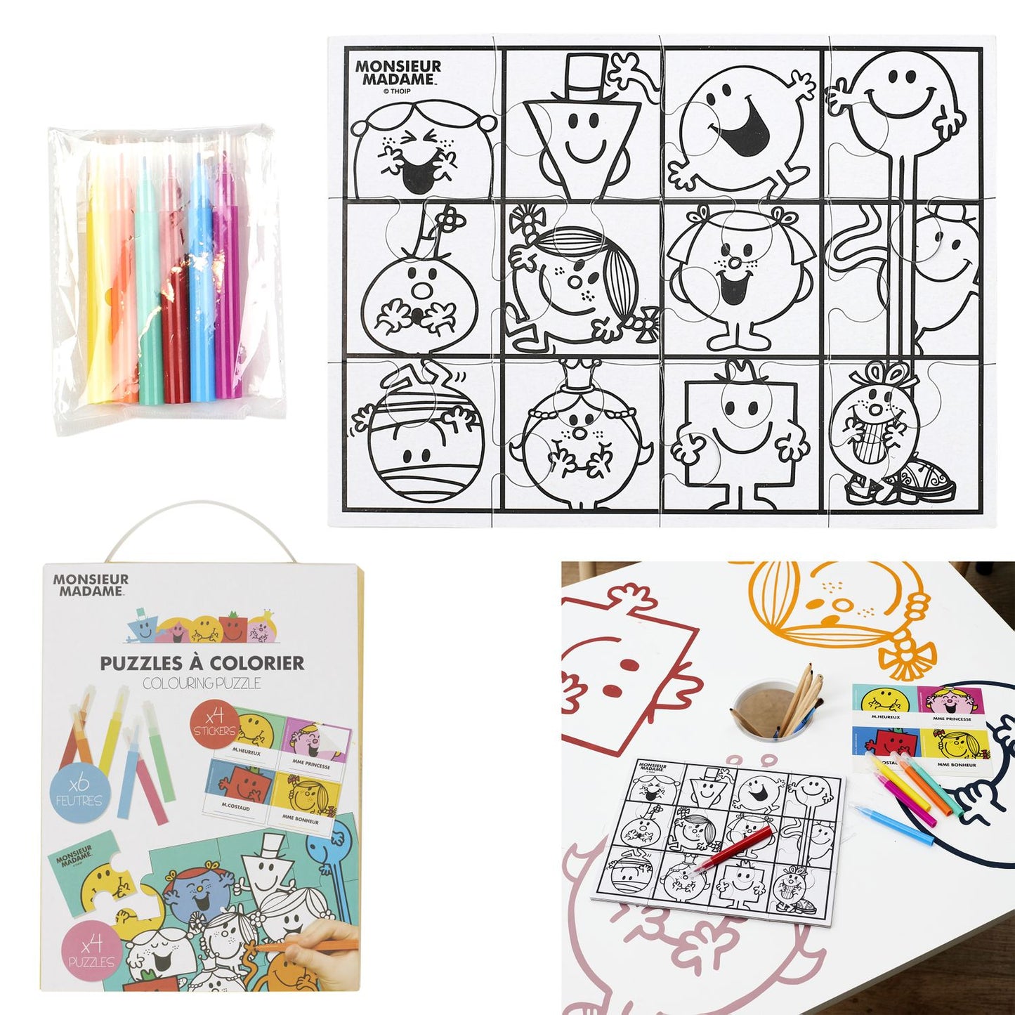 Puzzle zum Ausmalen mit 6 Filzstiften