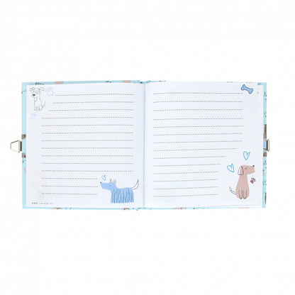 Tagebuch "Welpen" mit Schloss, hellblau (13.5 x 13.5 cm)