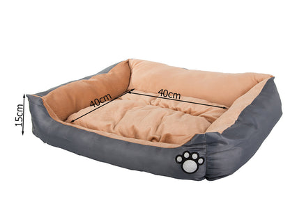 Hunde- und Katzen-Bett mit Kissen, grau (40 x 32 cm)