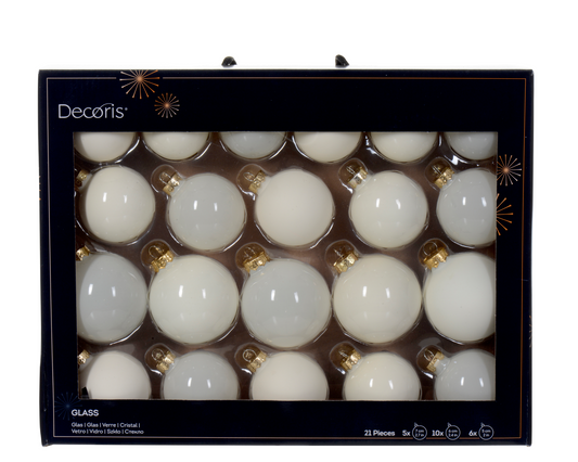 Christbaumkugeln Ø 7 cm, weiss  (21 Stk.)