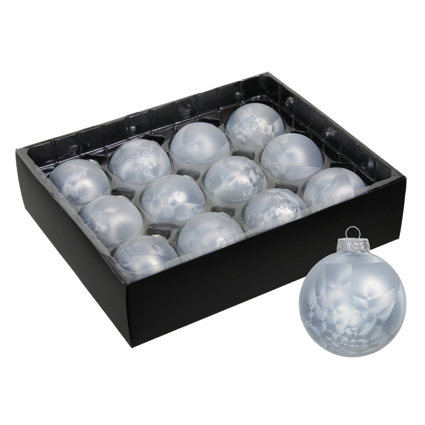 Christbaumkugeln "Ice", Ø 60 mm, weiss (12 Stück)