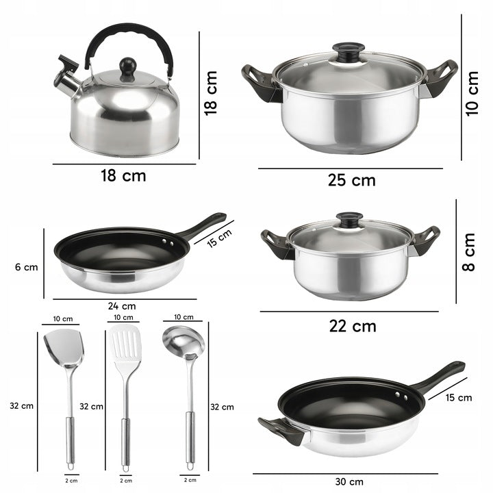 Topfset mit Wasserkocher und Zubehör (Iduktion)