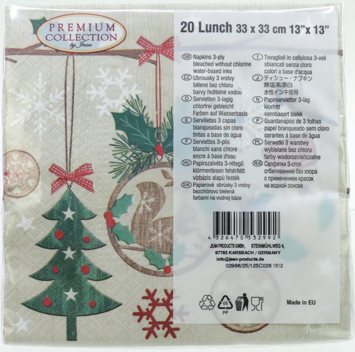 Servietten "Baum und Sterne", 33 x 33 cm (20 Stk.)