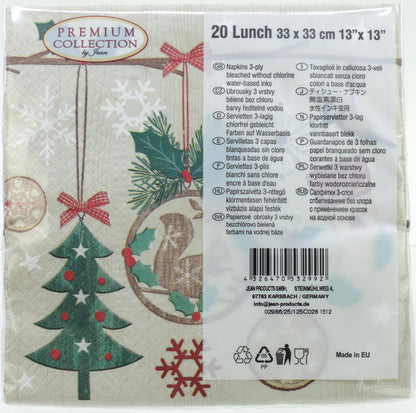 Servietten "Baum und Sterne", 33 x 33 cm (20 Stk.)
