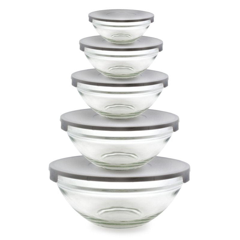 Glasschüssel mit Deckel, 10-teilig