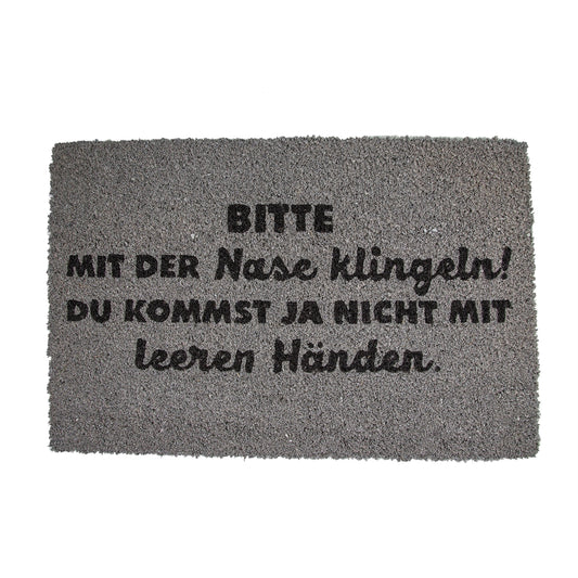 Fussmatte "Bitte mit der Nase klingeln" grau (ca. 40 x 60 cm)