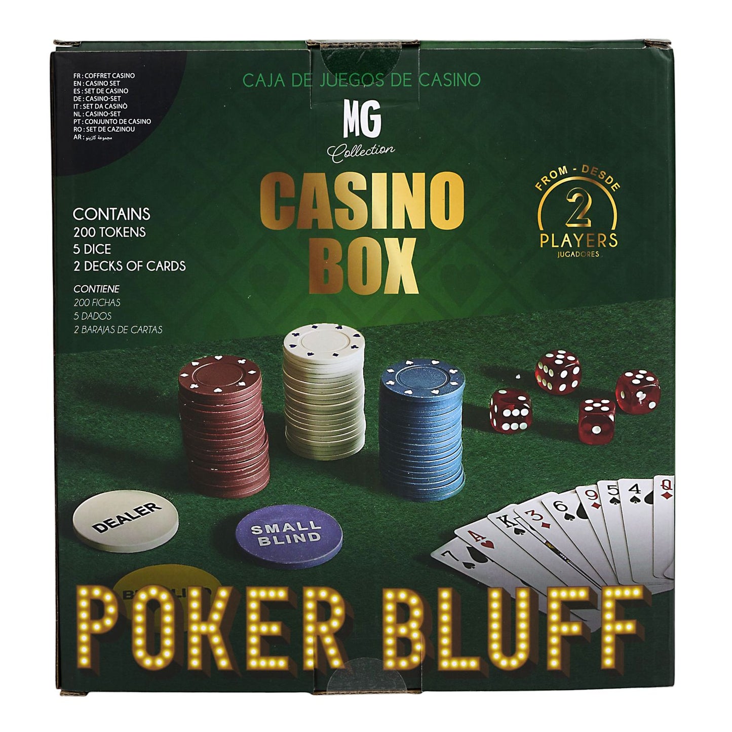 Casino-Spielbox "Poker Bluff" mit 200 Chips