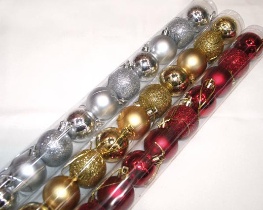 Christbaumkugeln Ø 4 cm in Kunststoffrohr, rot (10 Stk.)