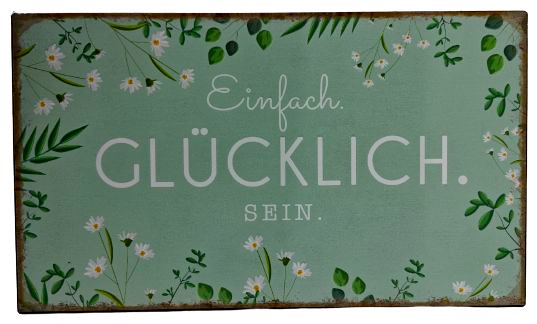 Blechschild "Einfach glücklich sein", mint-grün (24 x 14 cm)
