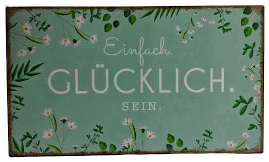 Blechschild "Einfach glücklich sein", mint-grün (24 x 14 cm)