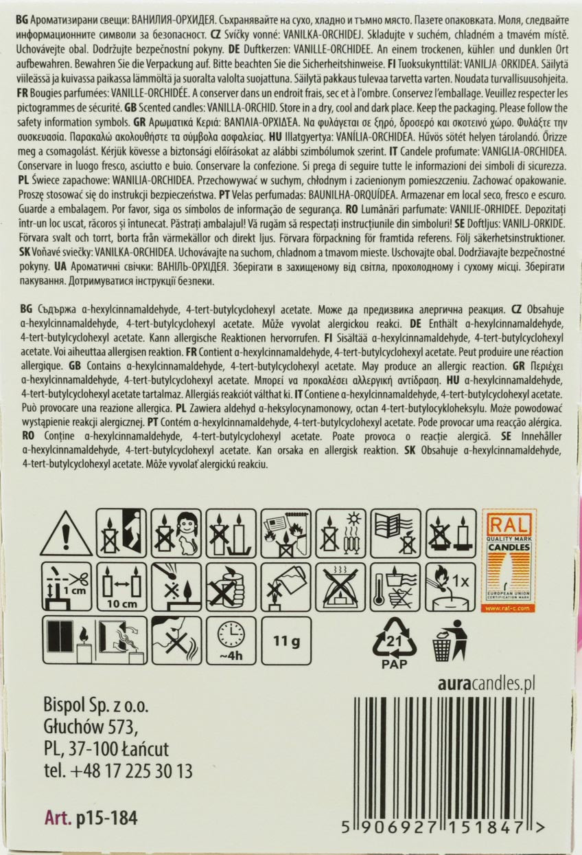 Teelichter 6er Pack mit Vanille-Orchideenduft