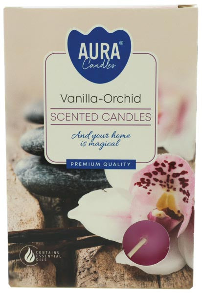 Teelichter 6er Pack mit Vanille-Orchideenduft