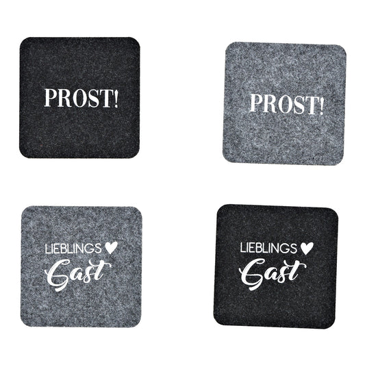 Unstersetzer aus Filz mit Sprüchen, 4er-Set