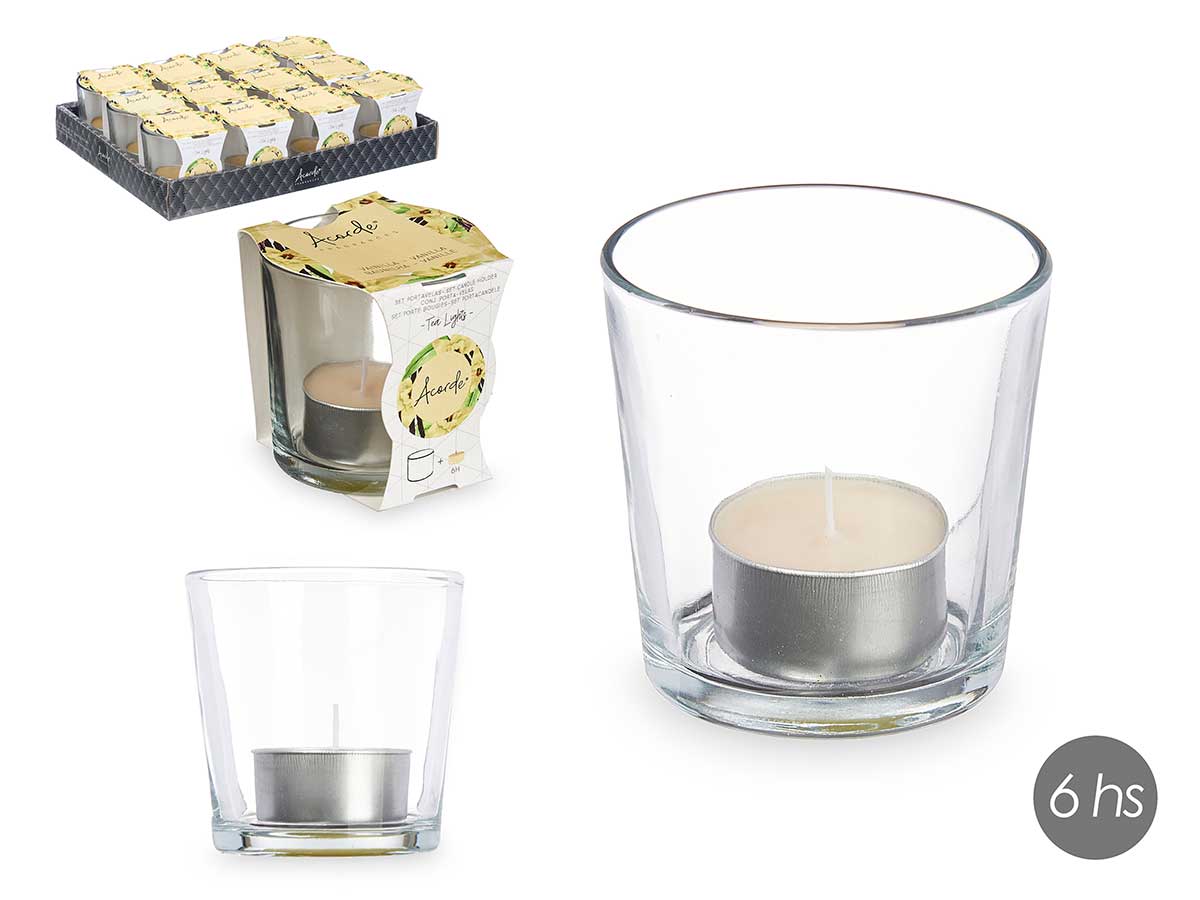 Teelicht im Glas "Vanille"