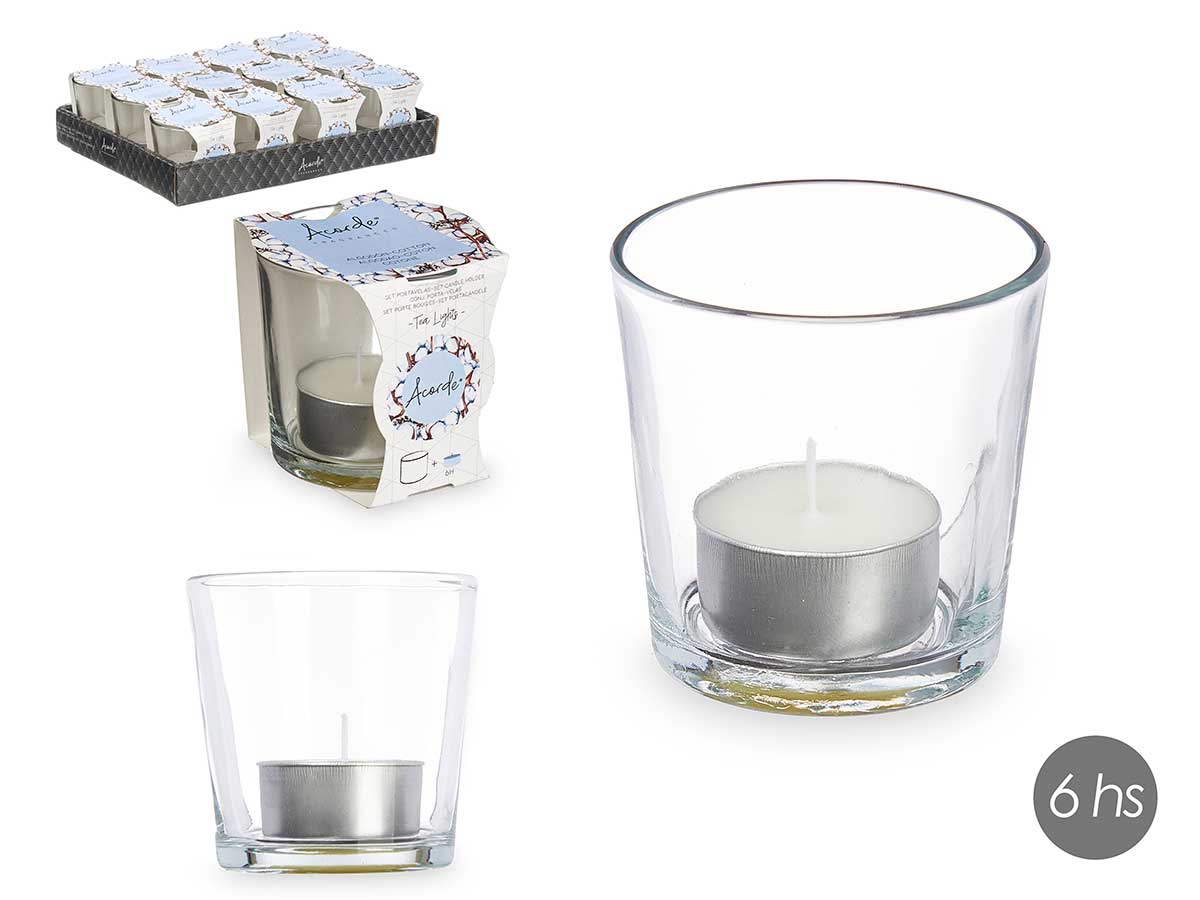 Teelicht im Glas "Frische Wolle"