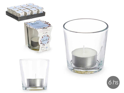 Teelicht im Glas "Frische Wolle"