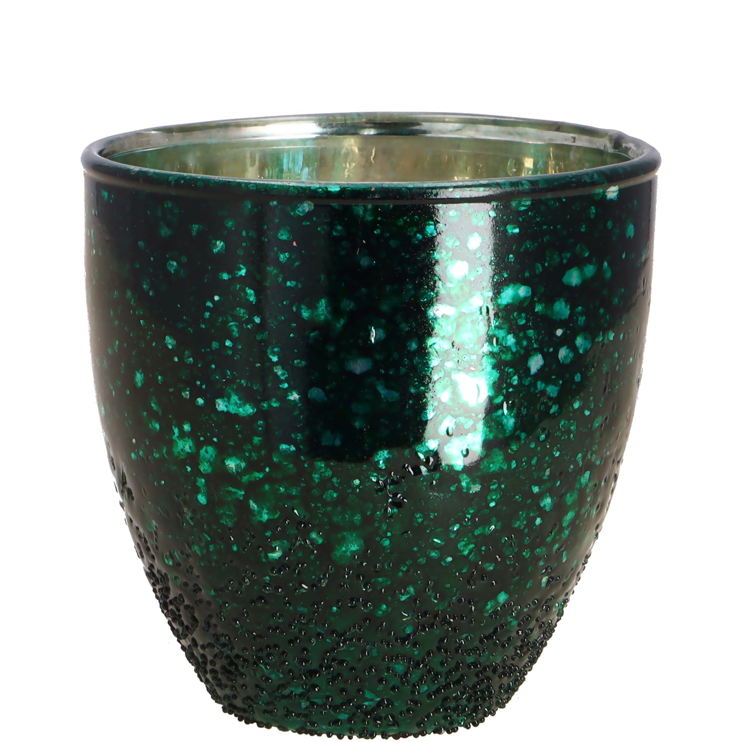 Windlicht, silber-grün (Ø 8 cm)