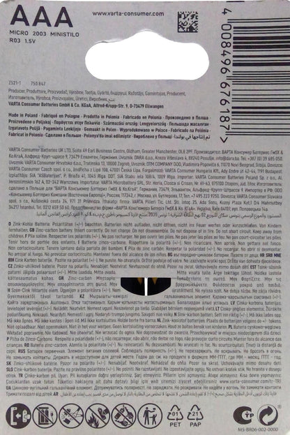 Varta Batterie Super Heavy Duty, Micro AAA, 4er-Blister