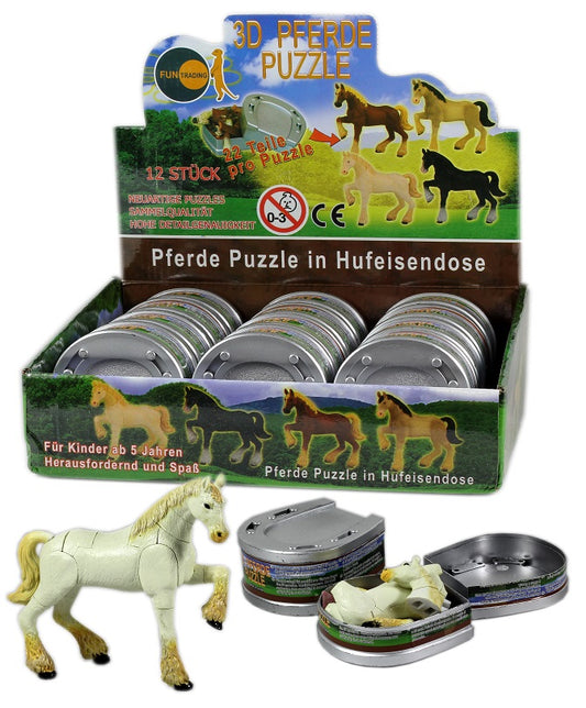 Puzzle in Hufeisendose - Pferd (22 Teile), assortiert