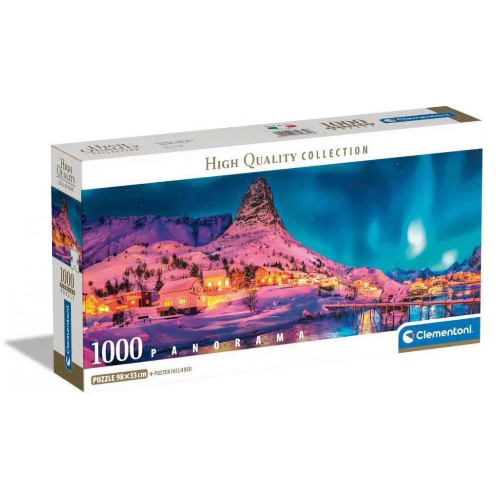 Clementoni Panorama-Puzzle - Die Lofoten Islands bei Nacht (1000 Teile)