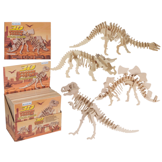 Naturholz 3D-Puzzle - Dinosaurierskelett, assortiert