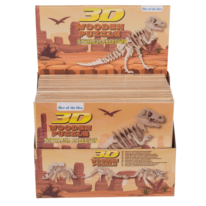Naturholz 3D-Puzzle - Dinosaurierskelett, assortiert