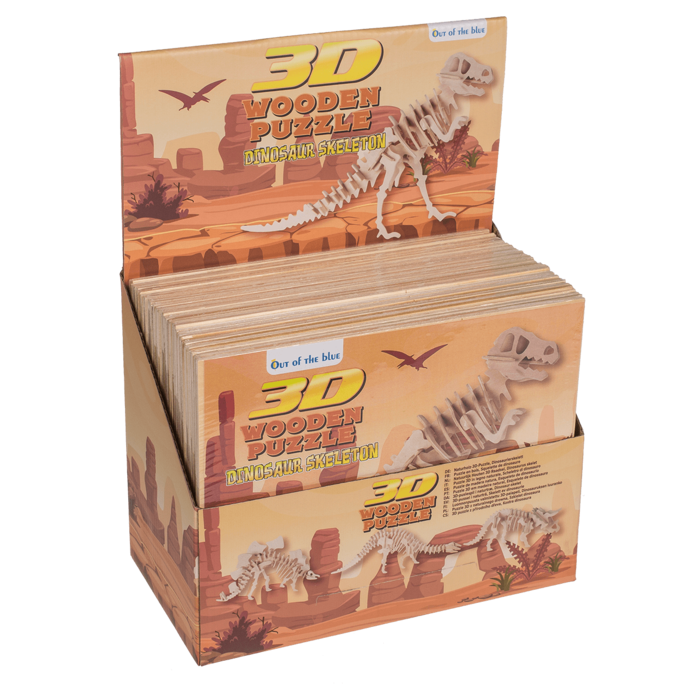 Naturholz 3D-Puzzle - Dinosaurierskelett, assortiert