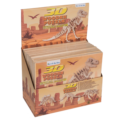 Naturholz 3D-Puzzle - Dinosaurierskelett, assortiert