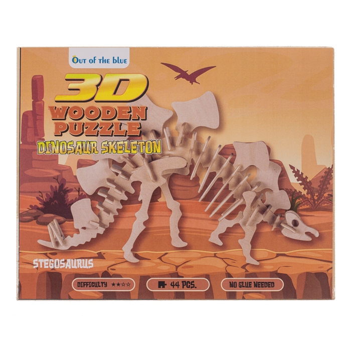 Naturholz 3D-Puzzle - Dinosaurierskelett, assortiert