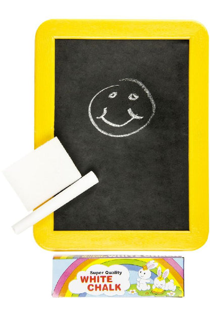 Kreidetafel mit Kreidestift und Schwämmchen, 18 x 13.5 cm, assortiert
