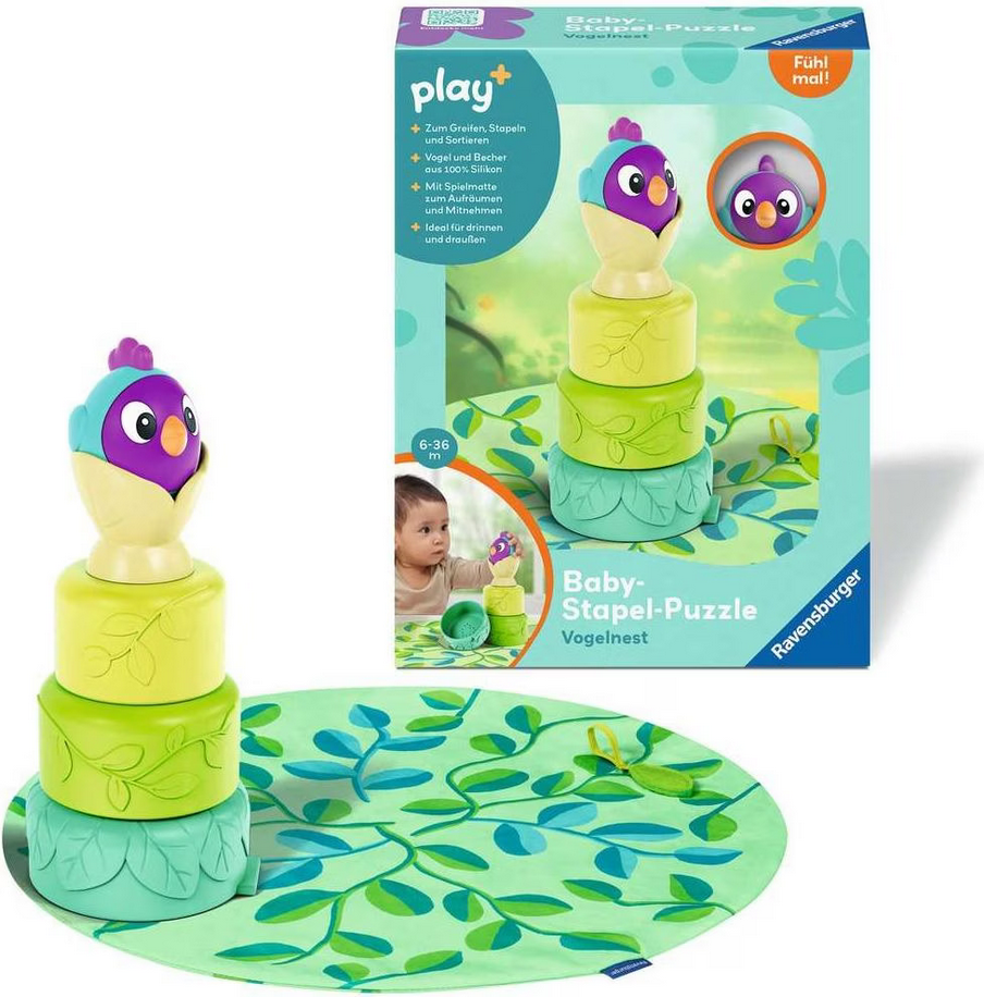 Play+ Baby-Stapel-Puzzle: Vogelnest