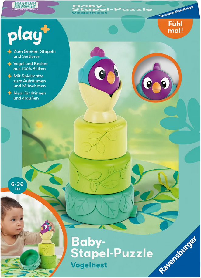 Play+ Baby-Stapel-Puzzle: Vogelnest