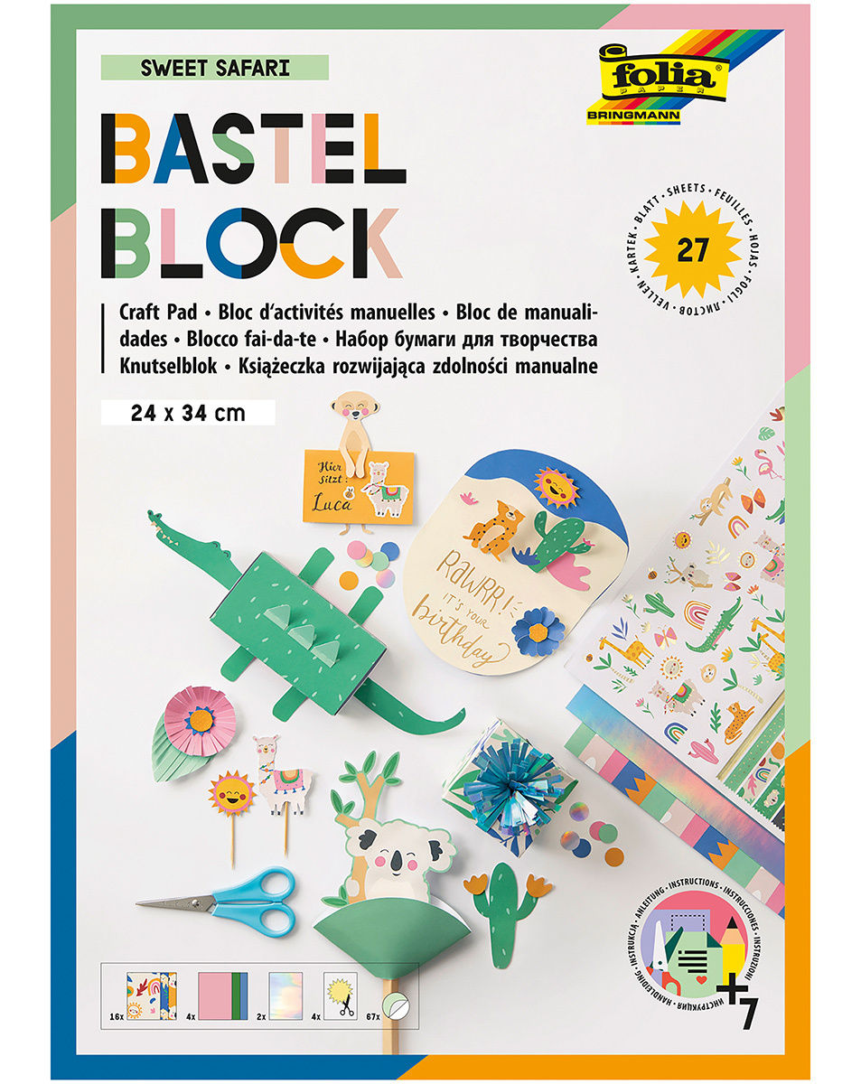 Bastelblock SWEET SAFARI (24x34cm) mit 27 Blatt