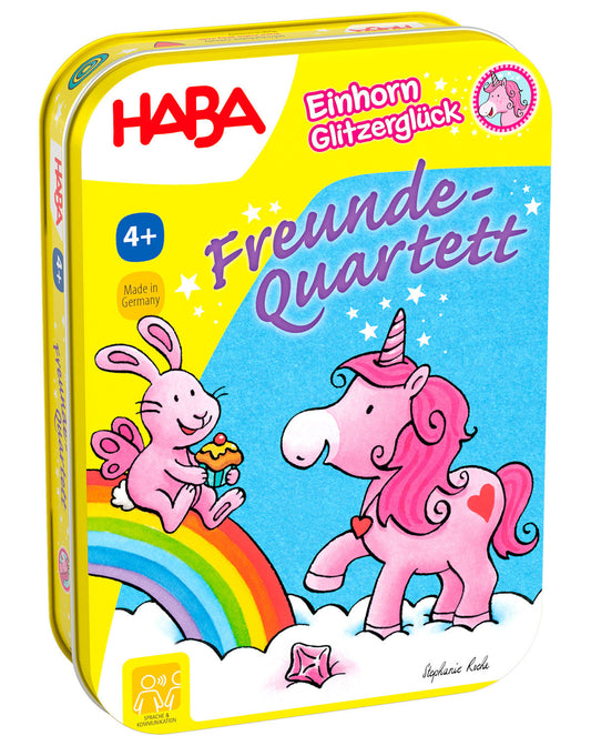 Mitbringspiel Einhorn Glitzerglück - Freunde Quartett in Metalldose