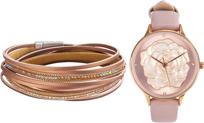 CB Damenuhr & Armband-Set "Rose"