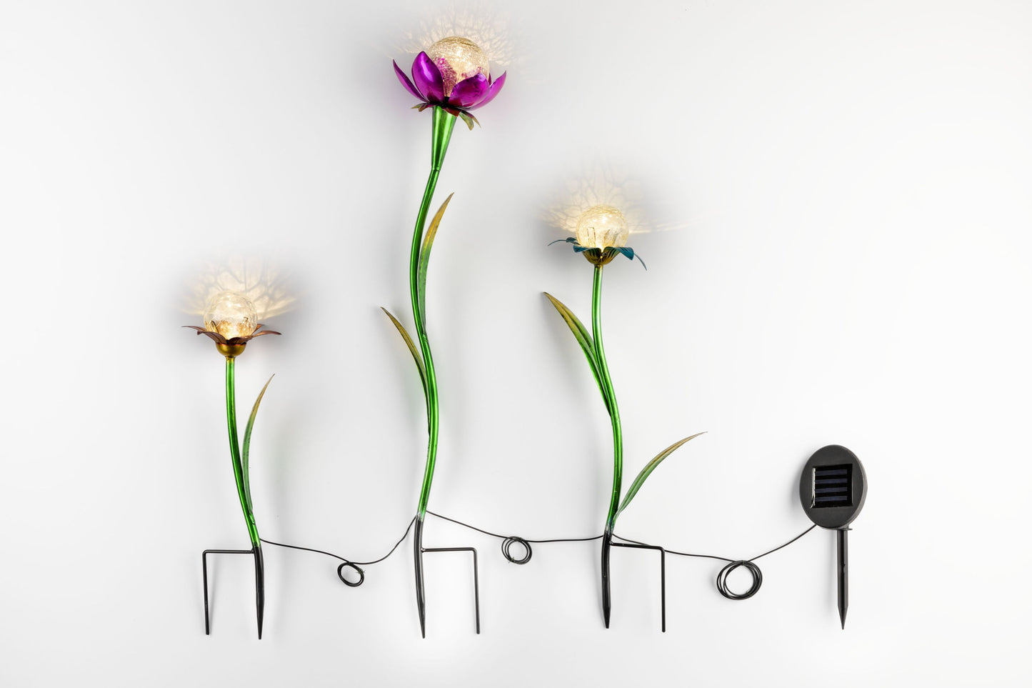 XL Solar-Blumen "Flowers" 3er-Set