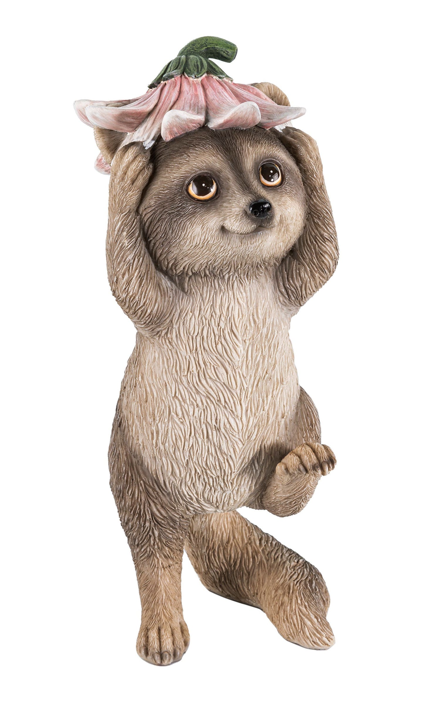 Dekofigur Waschbär "Polly" mit Blüte