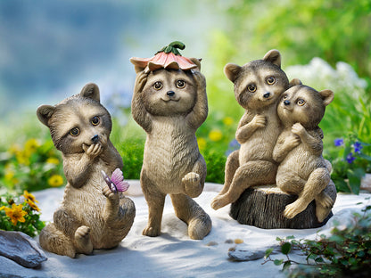 Dekofigur Waschbär "Polly" mit Blüte