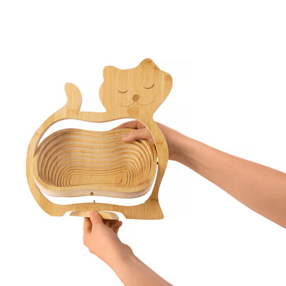 Obstkorb "Katze" faltbar aus Holz