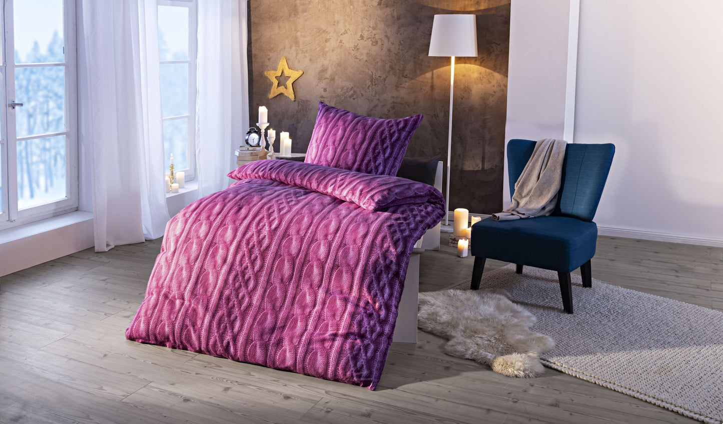 Biber Bettwäsche "Cuerda", Beere, (Grösse: 135x200 cm)