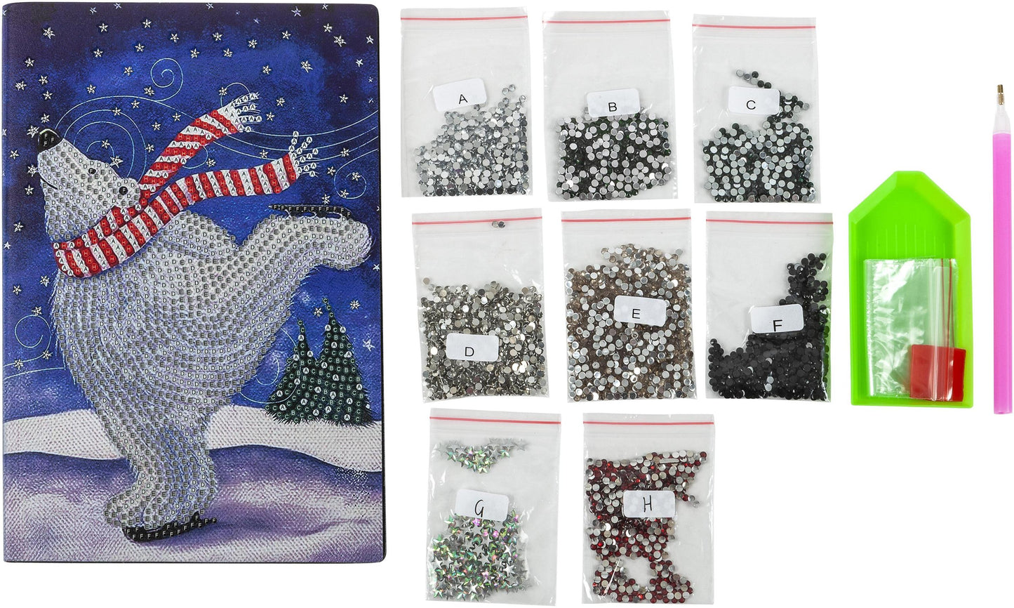 Diamond Painting Notizbuch (Motiv: Eisbär, DIN A5)