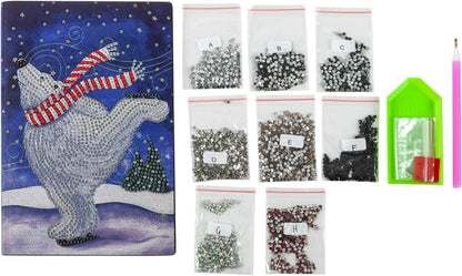 Diamond Painting Notizbuch (Motiv: Eisbär, DIN A5)