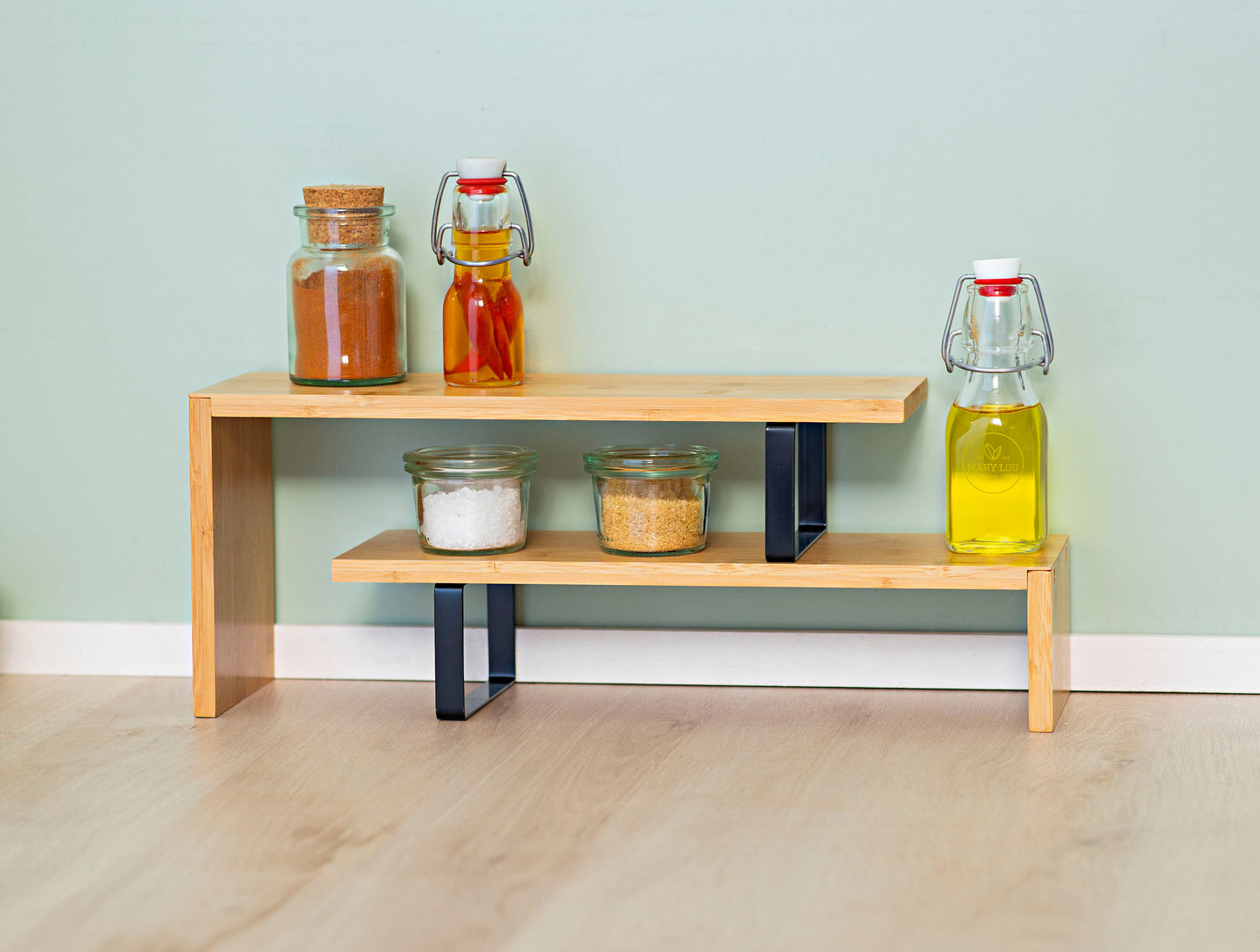 Küchenablage aus Bambus, 2-stufig