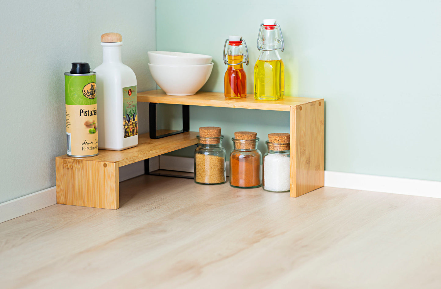 Küchenablage aus Bambus, 2-stufig