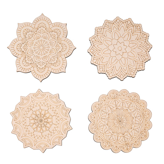 Holz Mandalas "Natural" 4er-Set