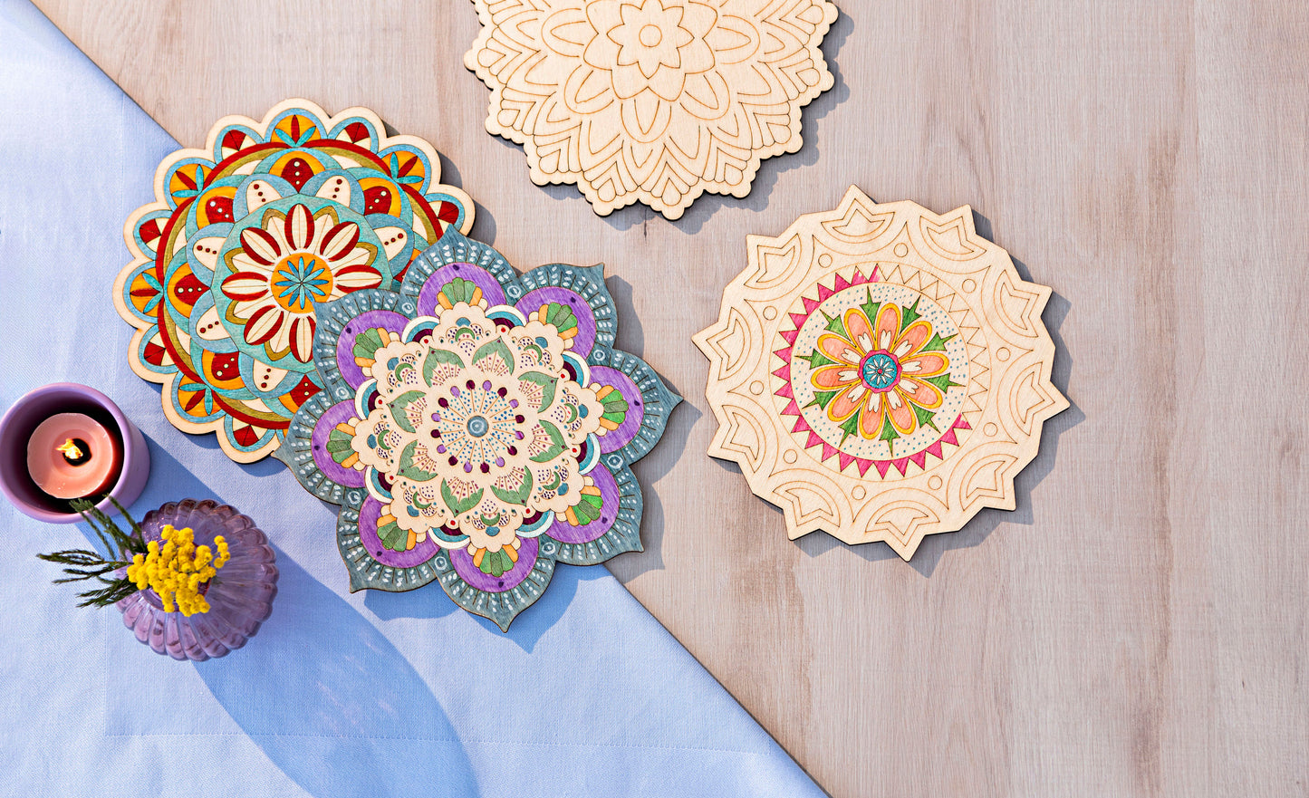 Holz Mandalas "Natural" 4er-Set