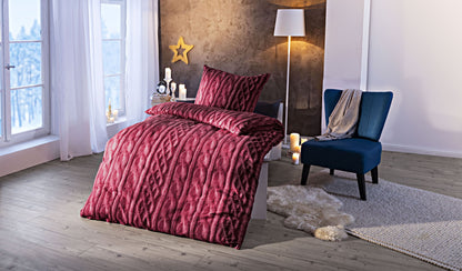 Biber Bettwäsche "Cuerda"  rot (Größe: 155x220 cm)