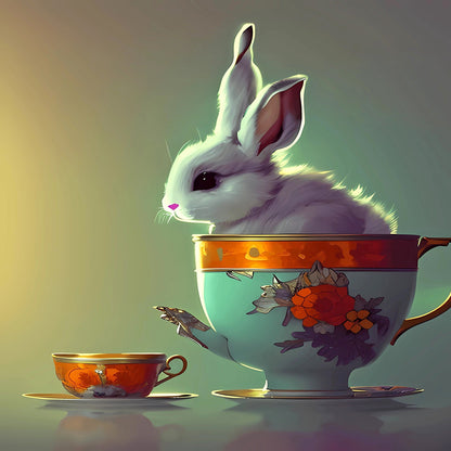 Diamond Painting "Häschen Tasse" 40x40cm