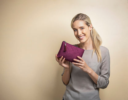 HJP Kosmetiktasche "Zoe" Steppoptik, (Farbe: beere)